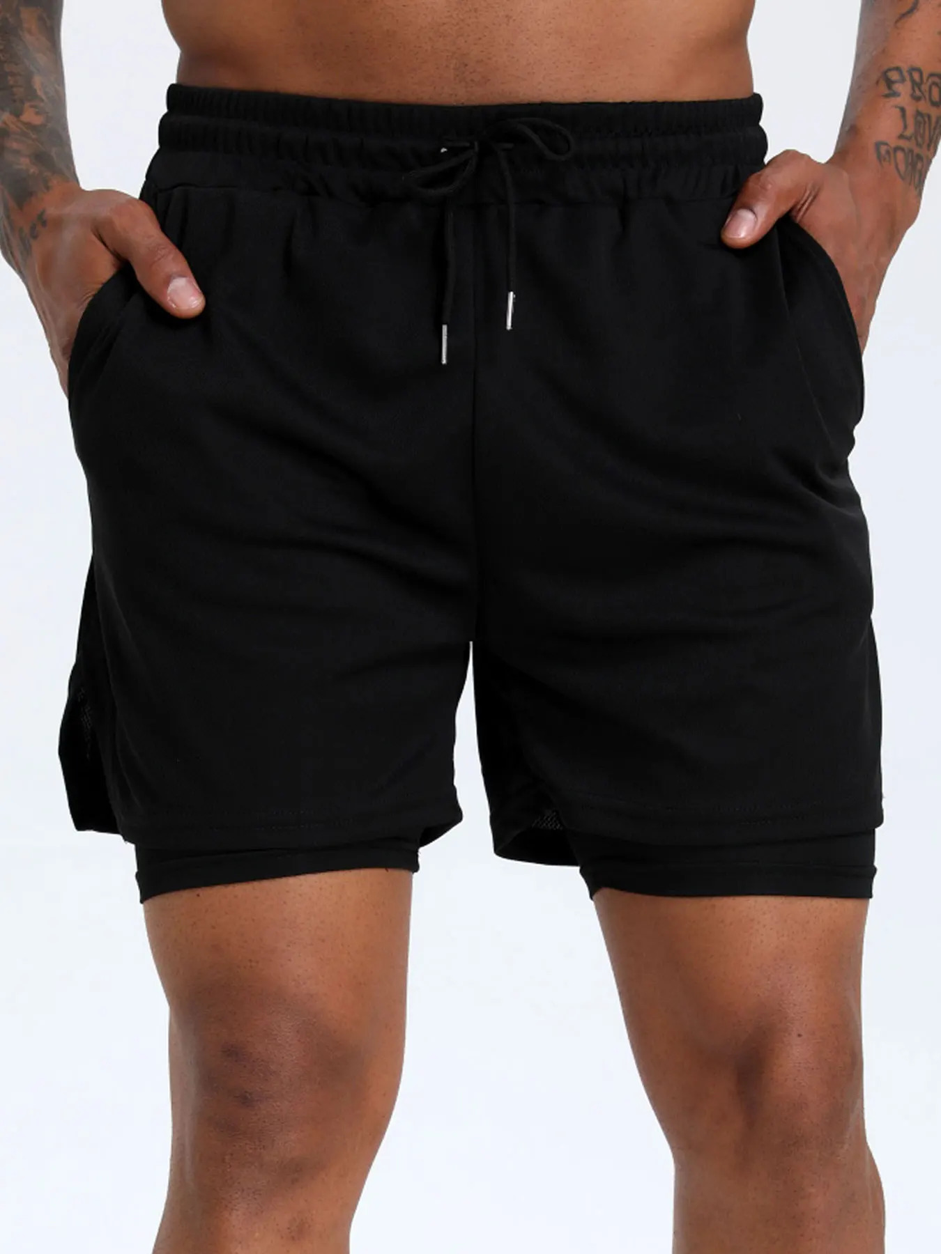 2in1 Mens Performance Running Shorts MoistureWicking Compression Support With Secure Zipper Pocket For Gym Training 250103