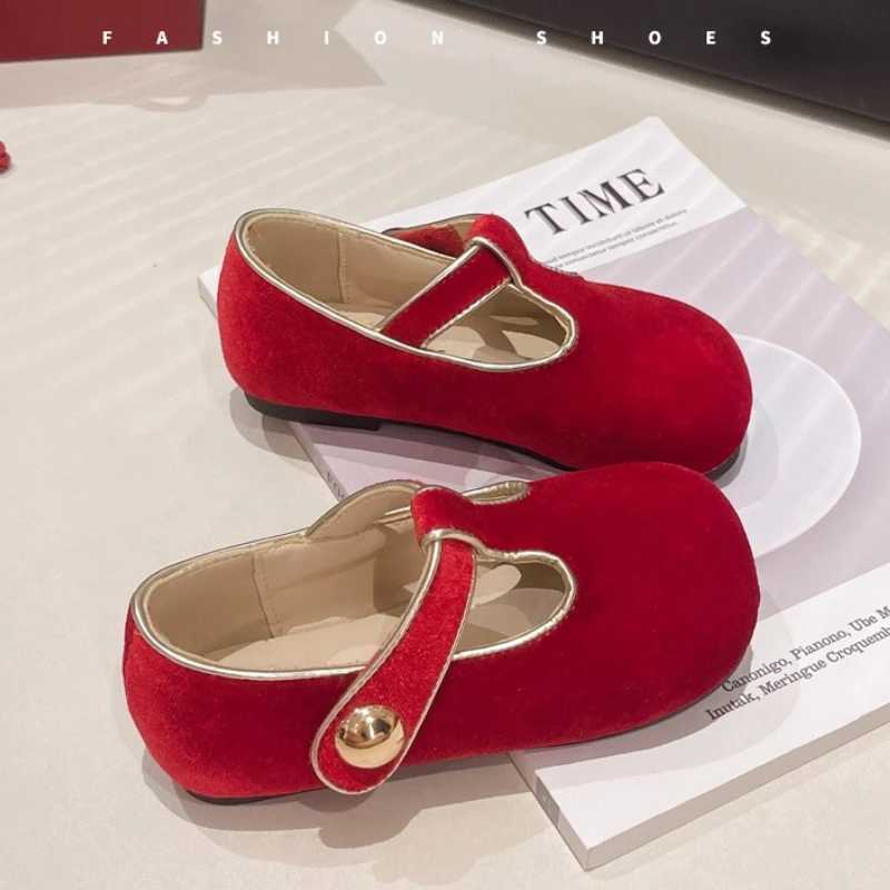 Mary Jane Girl Childrens Retro Velvet Party Dress Apartment Red and Black Childrens Christmas Shoes Baby Girl Zapatos de Ni a M250103