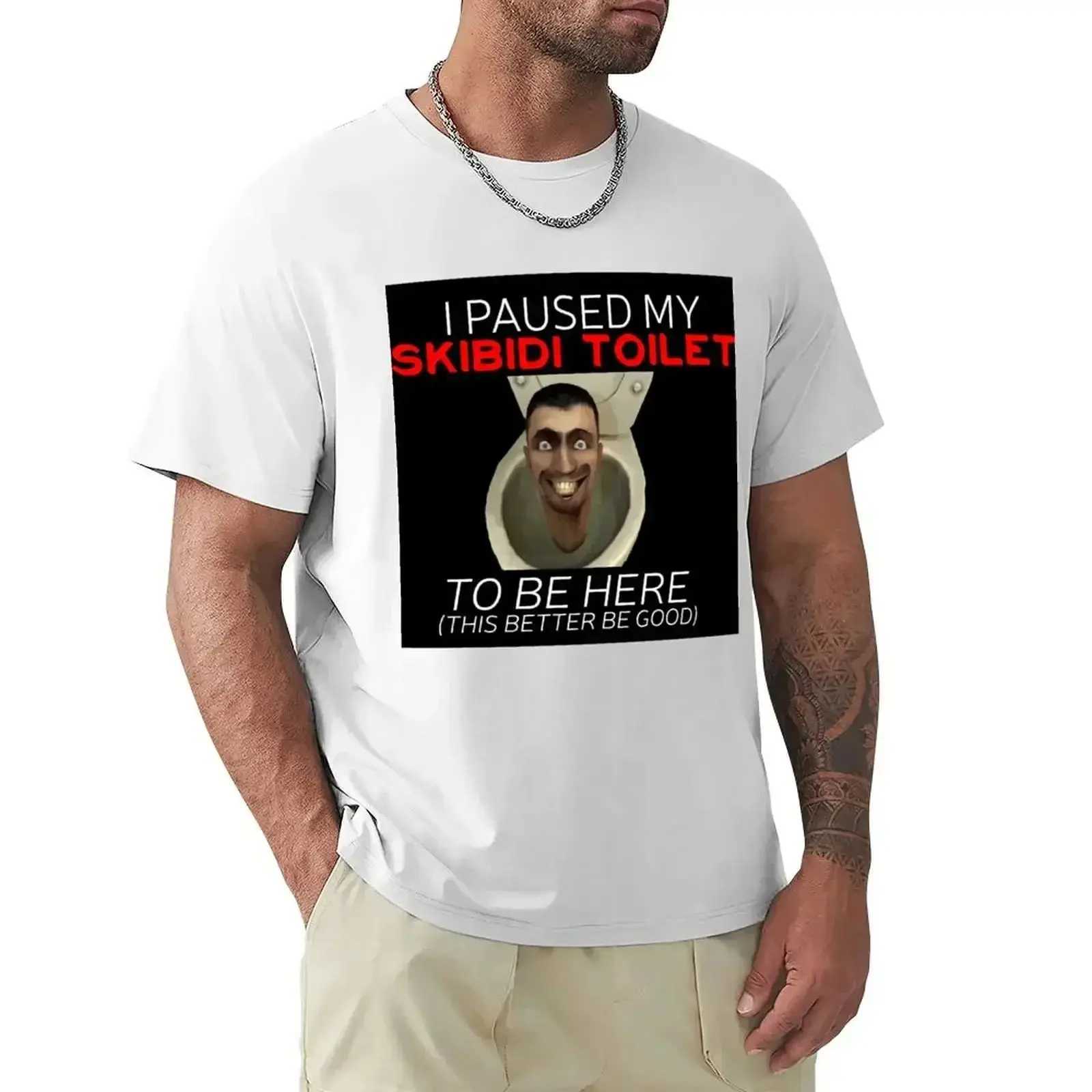 Short Sleeve I Paused My Skibidi Toilet To Be Here Meme T-Shirt Boys Whites Summer Clothes Anime Graphic Clothes Mens ClothingXJ240102