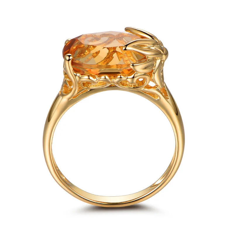 Natural yellow jade 18K gold ring suitable for women attending parties Peridot gemstones Anillos De wedding diamonds engagement jewelry exquisite ring