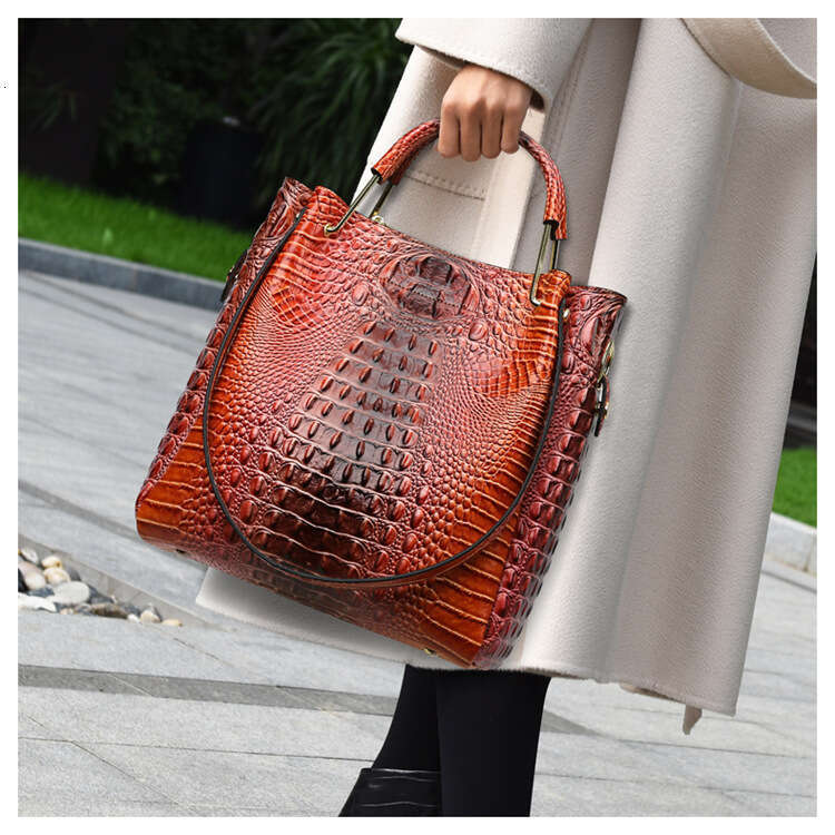 Women's Bags Handbag New Tote Fashionable Texture Colorful Crocodile Pattern Bucket Women's Bag