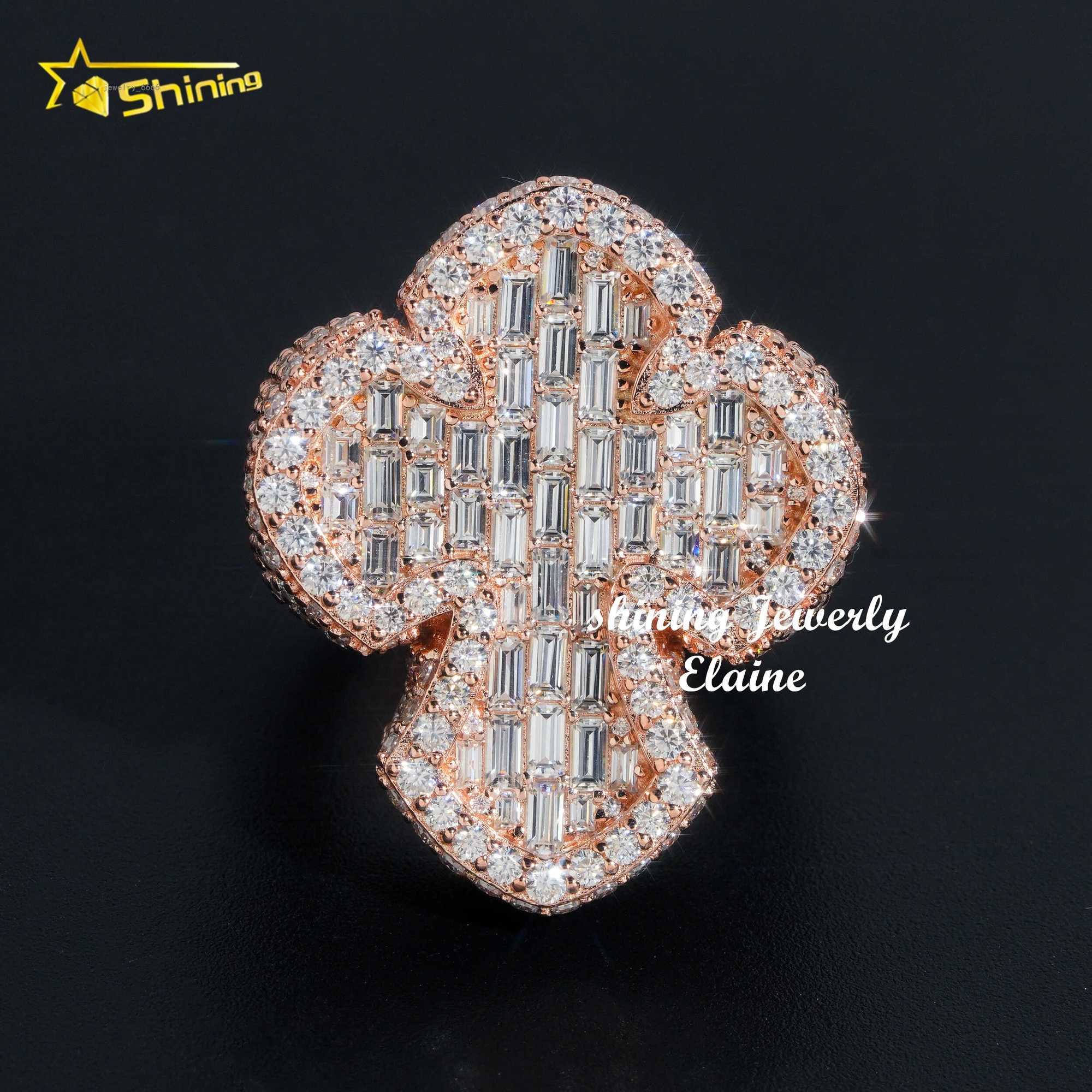 Pass diamond tester iced out vvs moissanite luxury 925 sterling silver hip hop jewelry diamond men ring