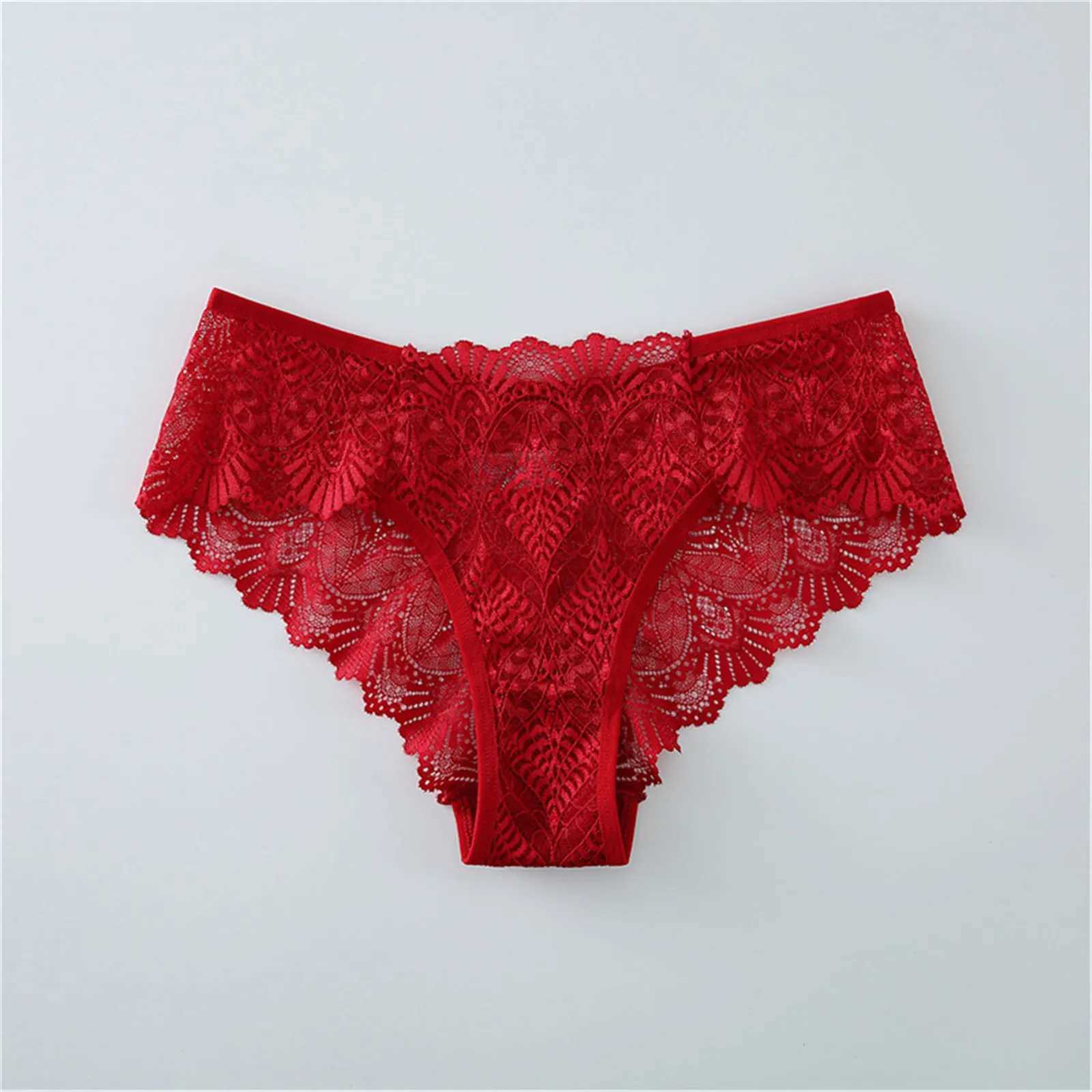 Lace decoration low waist underwear sexy perspective plus size underwear womens home underwear comfortable 4-color underwear W250103