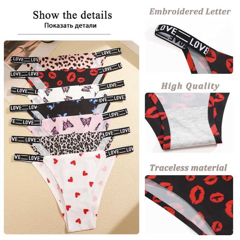 3 pieces of seamless silk womens underwear XS-XL sexy butterfly underwear fashionable leopard bikini womens letter waist comfortable underwear W250103