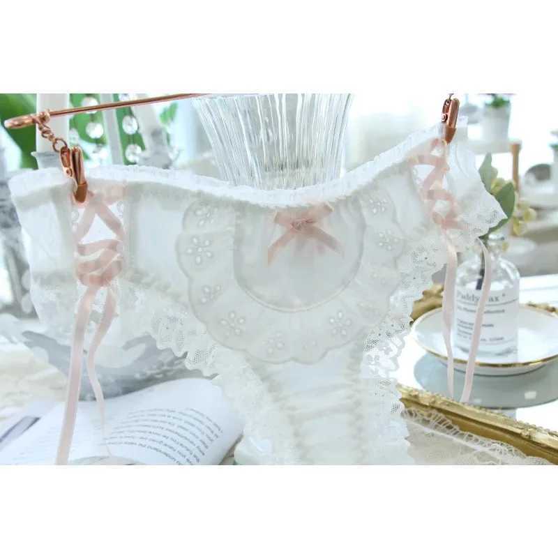 Japanese Modal Underwear Black and White Girl Lace Mid-waist Underwear Cotton Cute Women Kawaii Lingerie PantiesXJ250103