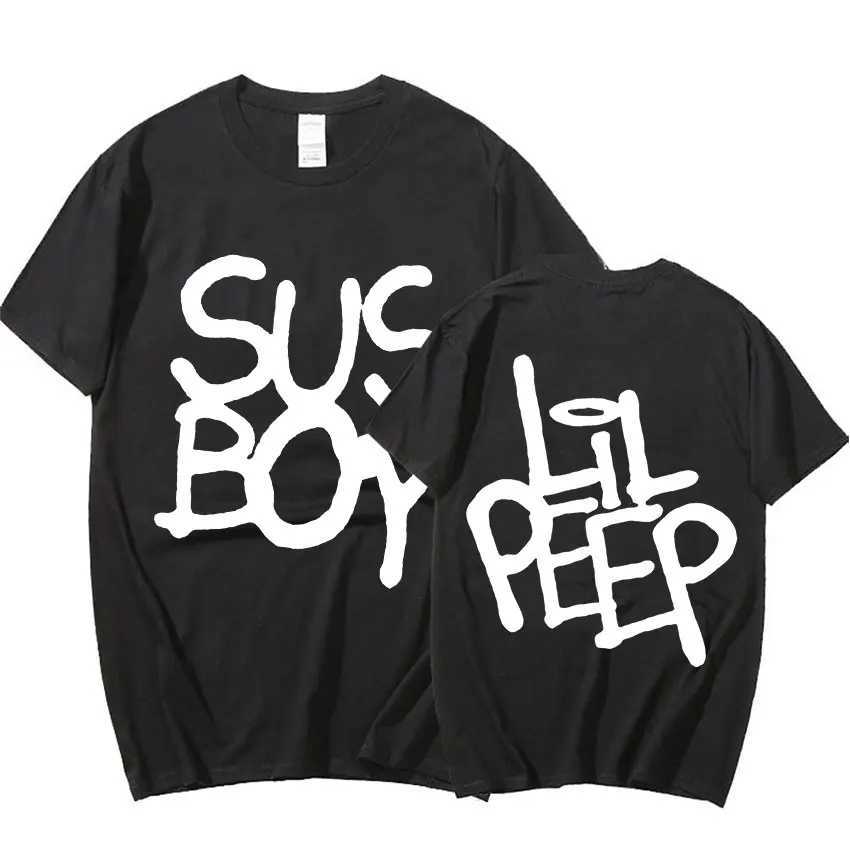 Lil Peep Sus Boy Pink Graphic T Shirt Mens Cool Hip Hop Rapper T-Shirt Men Women Cotton Short Sleeve T Shirts Gothic StreetwearXJ240102