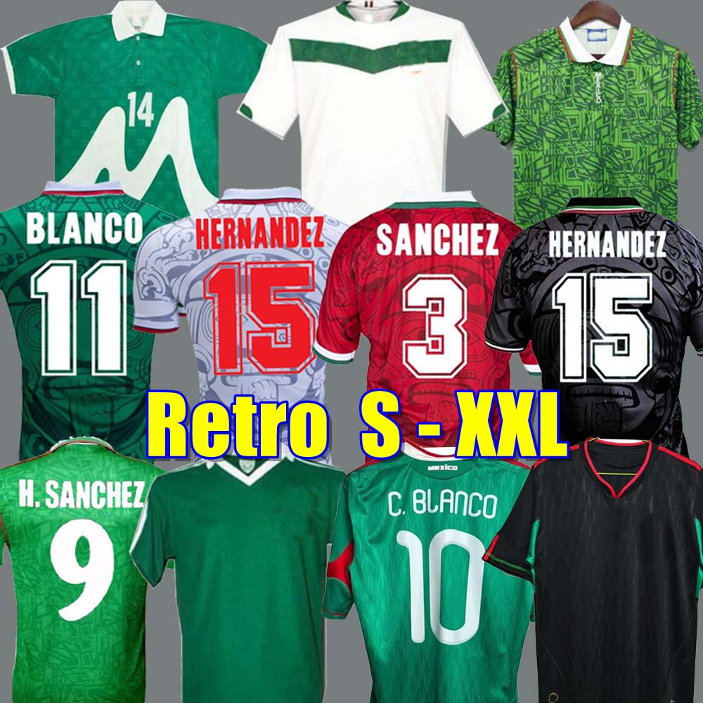 1995 Retro MEXICO BLANCO Soccer Jersey 1986 1994 1998 HERNANDEZ H.SANCHEZ football shirt LUIS GARCIA CAMPOS ancient maillot MARQUEZ 2006