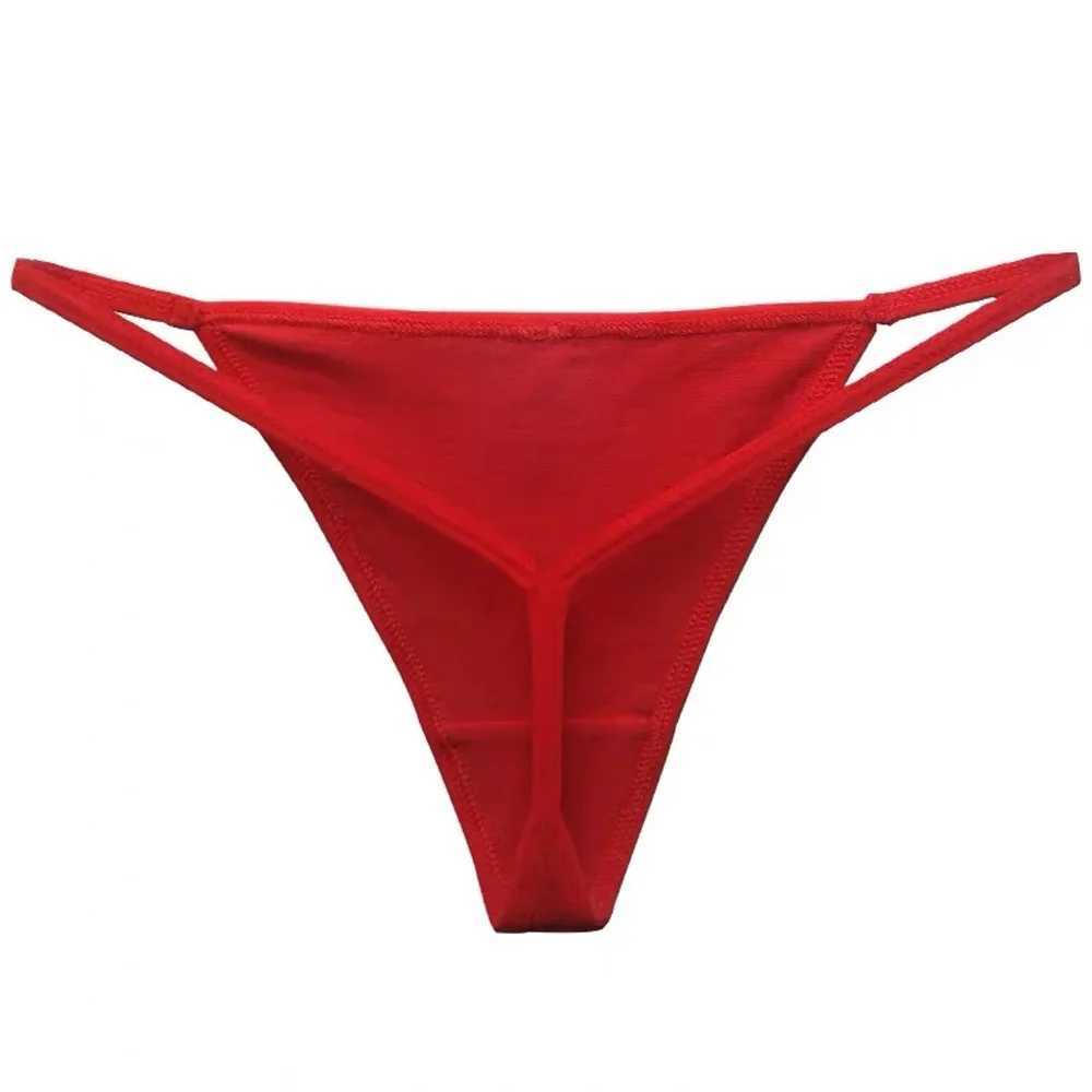 Plus size womens low rise thin shoulder strap underwear thong cotton underwear V-neck W250103