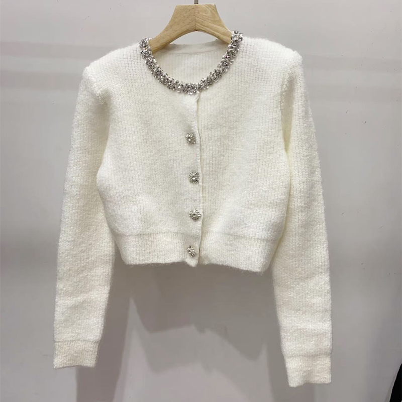 2025 Spring Dias Round Collor Sweet Women Knitted Cardigan Coat Full Sleeve Tops