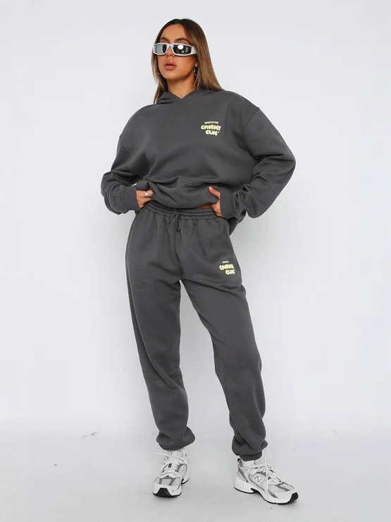 Women's sports set 2025 spring and winter new letter hoodie two sets men's hip hop letters retro fashion sports and leisure set Y250103HUEP