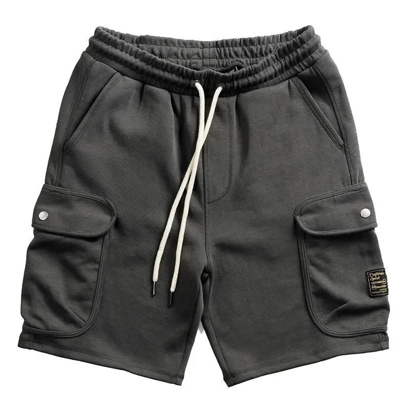 Knitted mens cargo shorts Japanese cotton elastic waist shorts summer breathable sports jogging shorts mens sweater shorts 250102