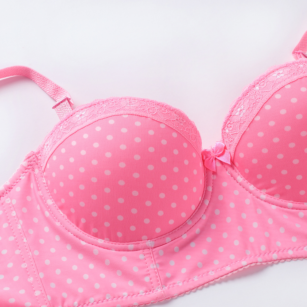 Women Girl Classic Polka Dot Black White Bra Top Underwire Lace Floral Padded Bras