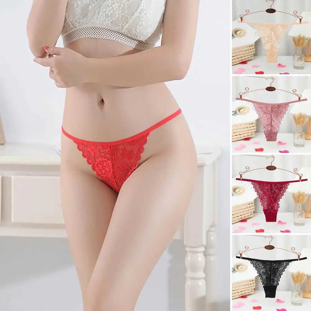 Summer Panties Women Low Rise Cotton T-Shape Panties Crochet Lace Hollow Out Breathable Thong Women Briefs ThinXJ250103