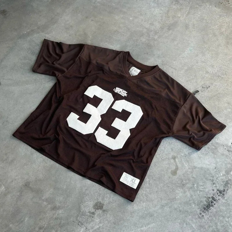 Y2K T Shirt Mesh Quick Dry Number 33 Sports Wear Streetwear Oversized T Shirt Men Women College Training Wear 250103