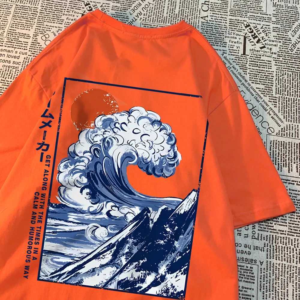 Get Along With The Times In A Calm And Humorous Way Tshirt Mens Oversize Short Sleeve Hip Hop Quality T Shirts Casual Soft TopsXJ240102