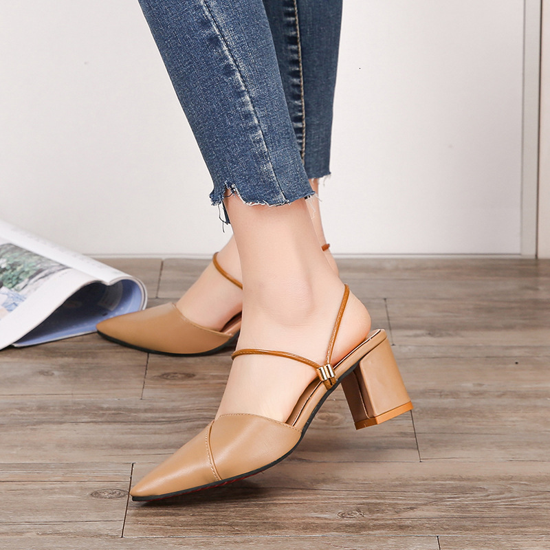Ddmywed Spring/Summer New Baotou Pointed Toe And Two Wears, Straight Line With Cool Half Tuo Thick Heel Sandals For Women Chinese Brand Shoes F0103-23