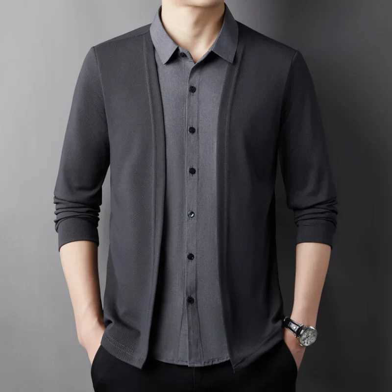 Mens cardigan fake two-piece shirt jacket fake two-piece best-selling book for autumn 2024 fake two-piece new cardigan W250103