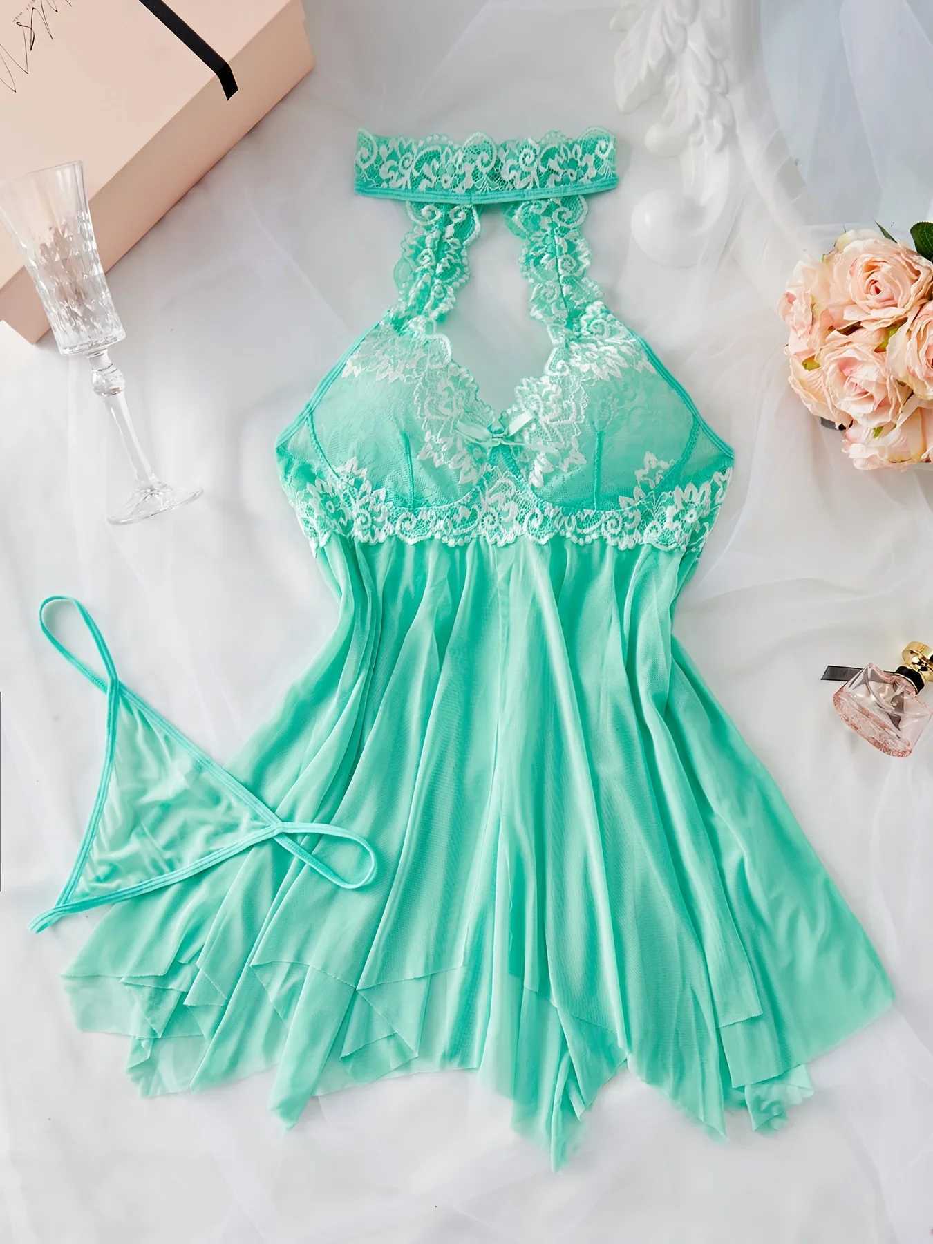 Contrast Lace Ruffle Decoration Underwear Set Deep V-shaped Smooth Dress thong Womens Sexy Underwear Underwear W250103