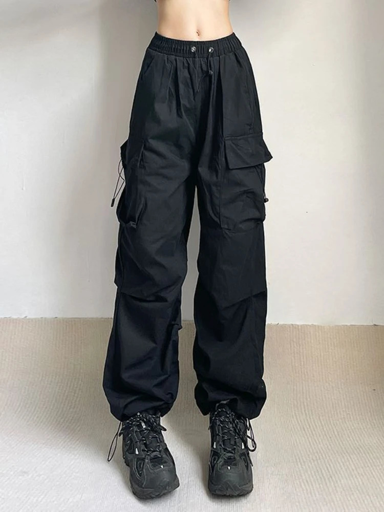 Home>Products>Harajuku Ultra fine Cargo Umbrella Pants>Womens Street Clothing Retro Y2k Hip Hop Wide Leg Jogger Bag Sports Pants 250102