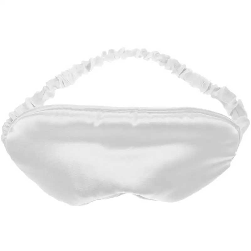 1Pc Silk Sleeping Eyeshade Double Sided Silk Eye Mask Breathable Blindfold Night Eye Patch Sleeping Eye Mask Eye Care (White)XJ250103