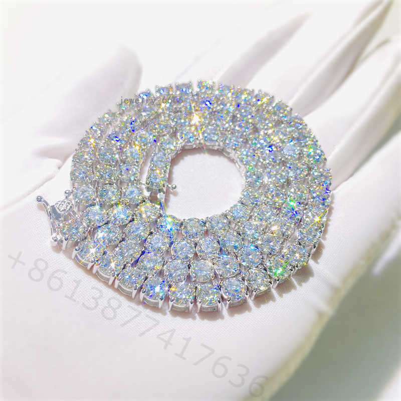 10K Real Gold Fine Jewelry 5mm 16 18 20 22 24 26 28 Chain VVS Moissanite Diamond Tennis Necklace