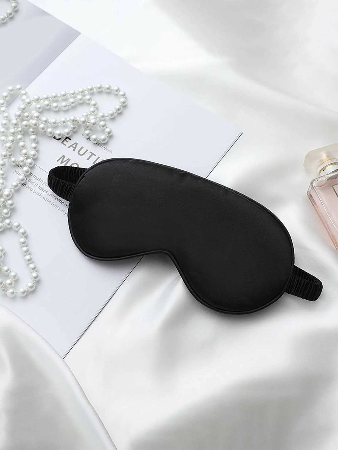 1PC-Double-Sided Artificial Silk Eye Mask Eye Shield Breathable Silk Eye Mask Bag Elastic Lunch Break Sleep ShadingXJ250103