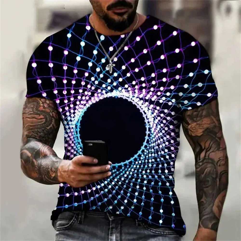 Summer Psychedelic Graphic 3D Print T-Shirts Streetwear Men FashionOversized O-Neck Short Sleeved T Shirt Tees Tops ClothingXJ240102