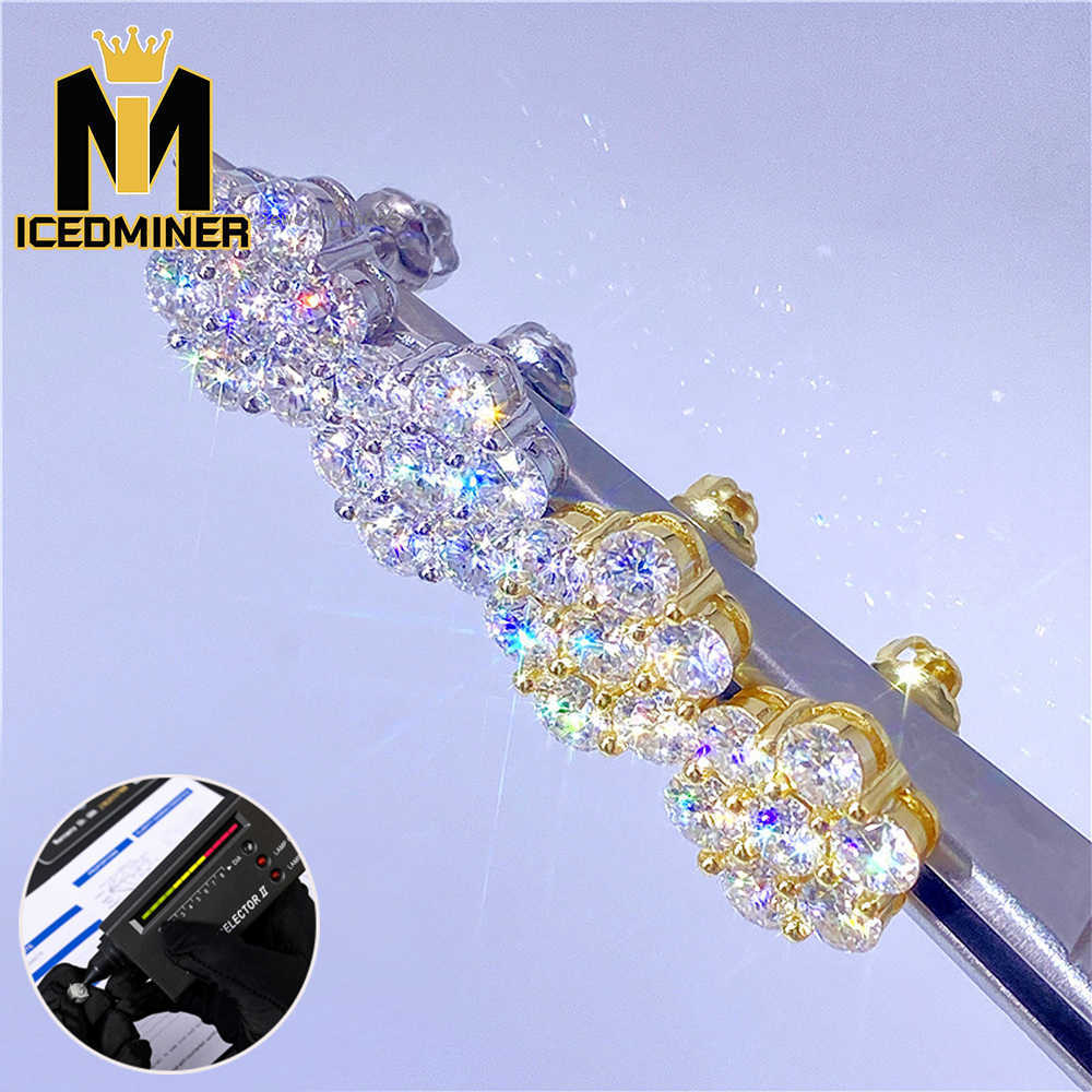 Icedminer 4MM Moissanite Iced Out Real Diamond Ear Stud For Women Men Hip Hop Jewelry Pass Tester Mossanite s925 Silver Earring