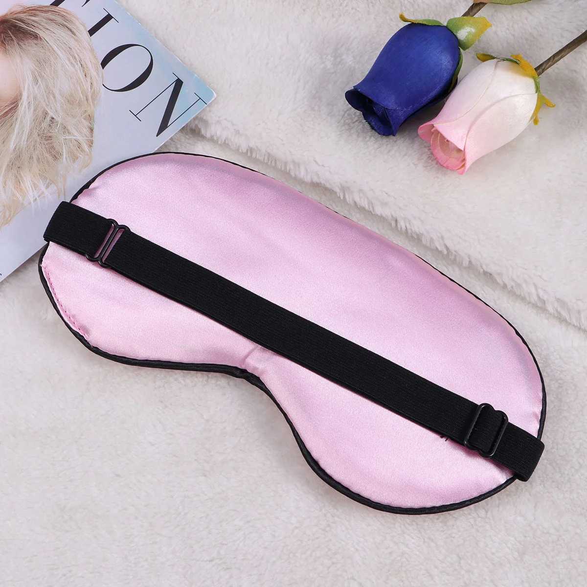 Silk Sleep Eye Mask Embroidery Eyeshade Large Blindfold Night Blinder for Men Women and s (Black and Black Inserted Line)XJ250103