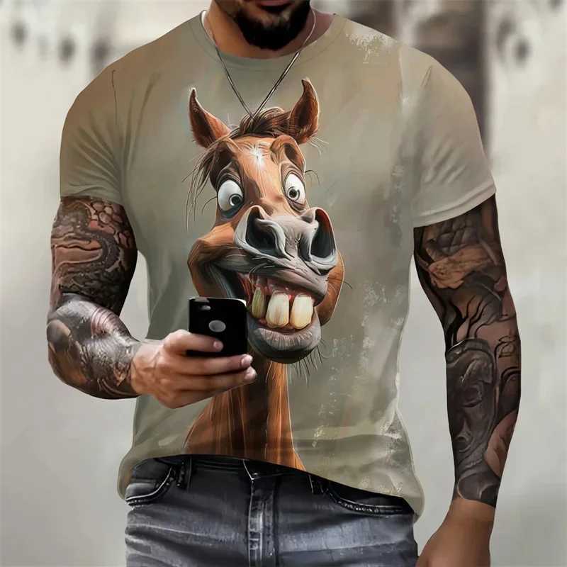 3D Printed Interest Animal T Shirt For Men Horses Donkeys Pattern Tees Round Neck Breathable Comfortable Short Sleeve T-ShirtsXJ240102