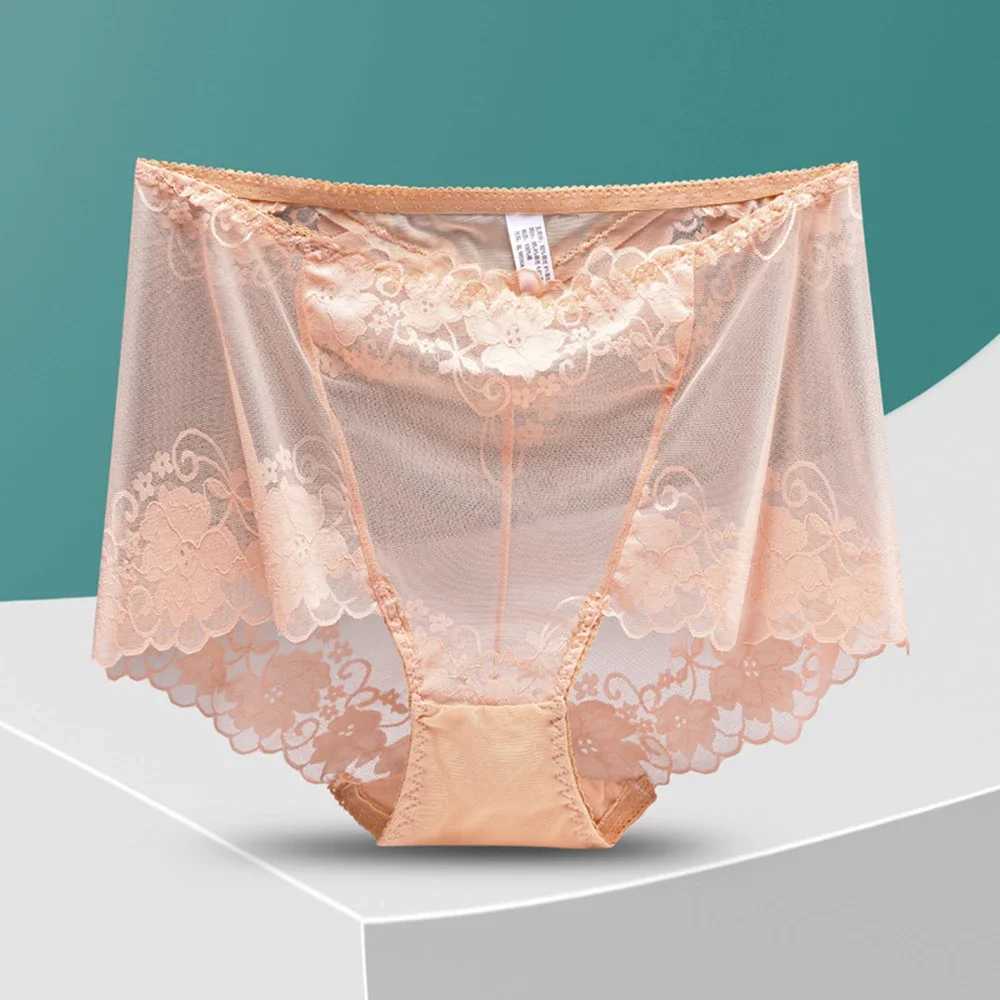 Plus Size Women Panties High Waist Sexy Underwear Fat Mother Lace Transparent Briefs Fashion Solid Seamless Underpants Fast SendXJ250103