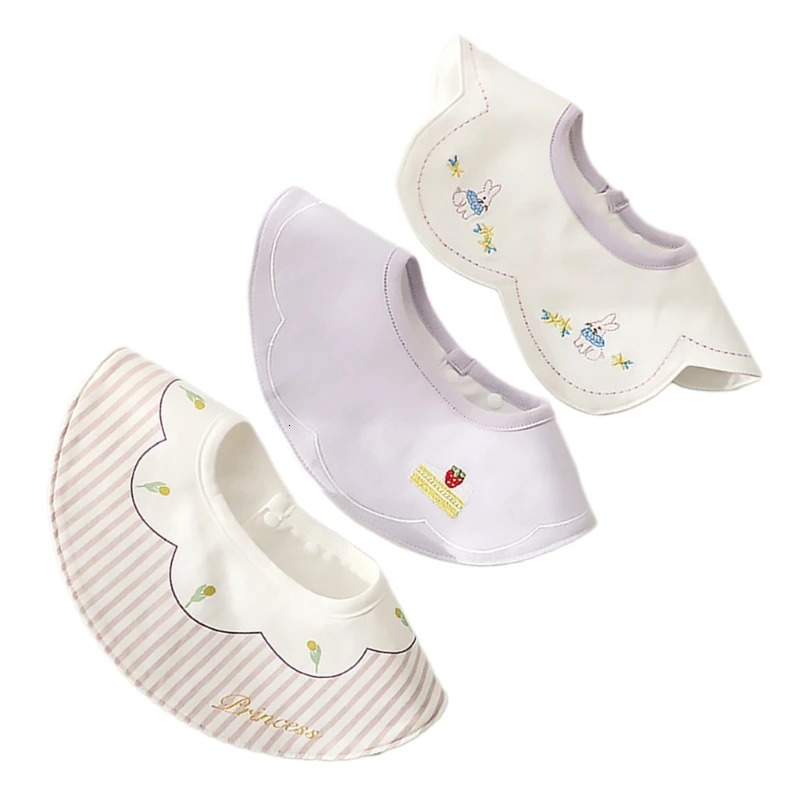 57EE Set of 3 Waterproof Comfortable Baby Bibs with Embroidery for Protections Gift 250103