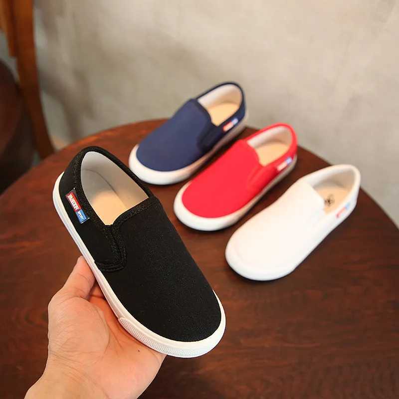 JGVIKOTO Fashion Boys Canvas Shoes Fashion Soft Breathable Childrens Casual Sports Shoes Childrens Flat Shoes Solid Color Sliders 27-38 M250103