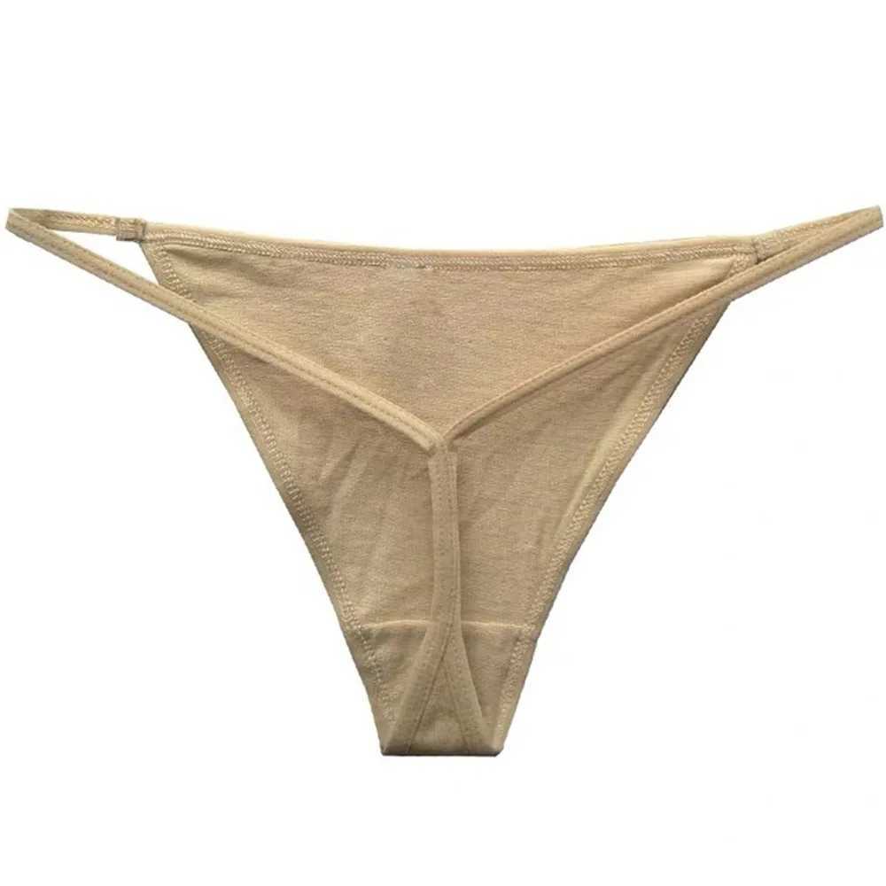 Plus size womens low rise thin shoulder strap underwear thong cotton underwear V-neck W250103