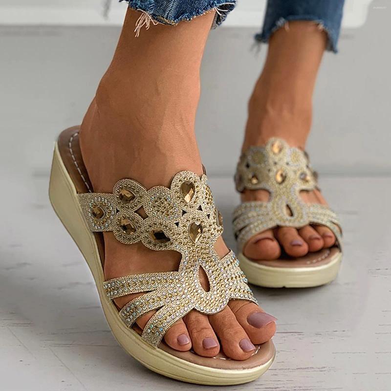 Sandals Summer Crystal Shoes Peep Toe Flat Designer Women 2025 Ladies Boho Slides Slippers atos Mujer zhanyishengli
