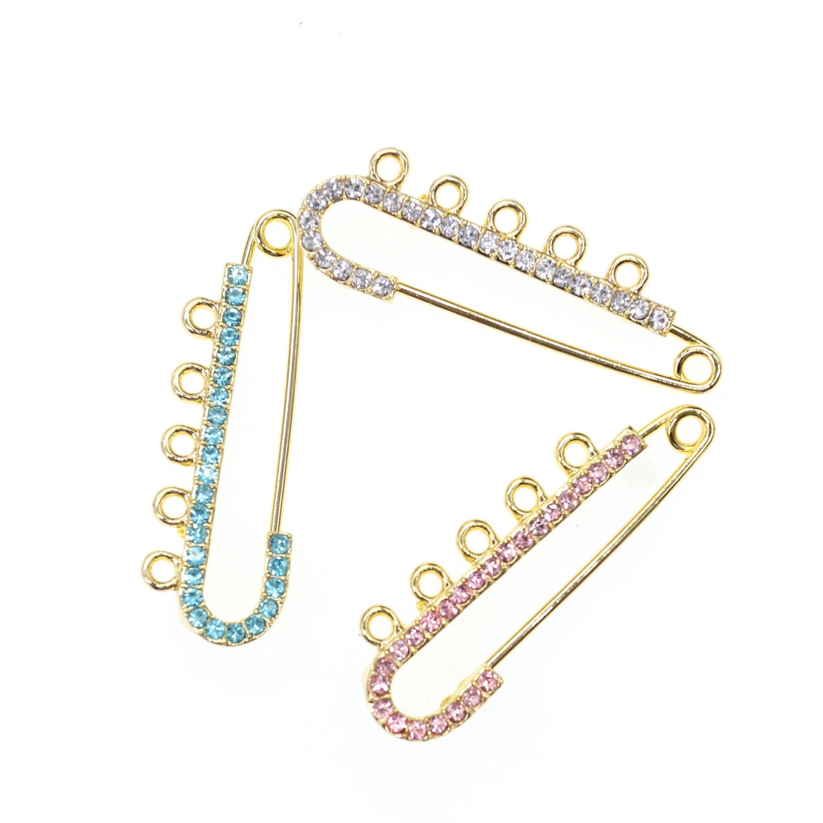 pins for kids big 4cm 5cm 8 cm10 cm with loops Safety pink blue crystal rhinestone Mash Pin small Brooch baby pin 250103