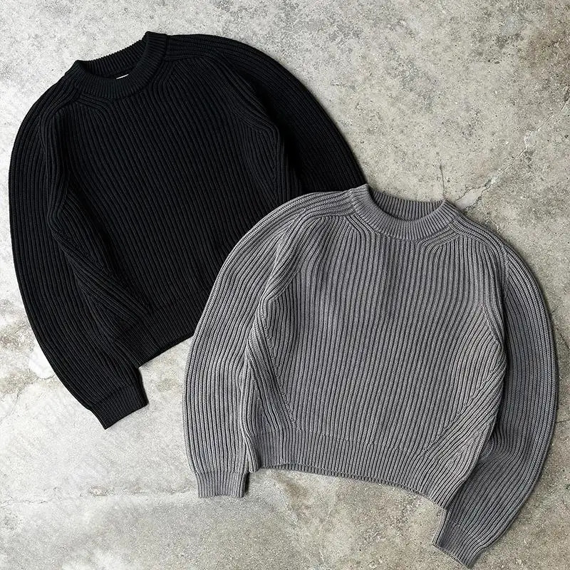 Y2k Men Knitted Sweater Solid Color Hip Hop Graphic American Retro Sweater Streetwear Punk Pullover Grunge High Street Casual 241224