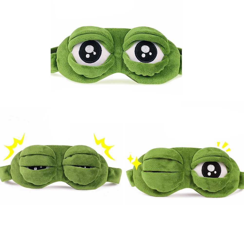 Funny Creative Pepe The Frog 3D Eye Mask Cover Cartoon Soft P Sleeping Mask Green Cute Eyeshade Blindfold Gift Women GirlsXJ250103