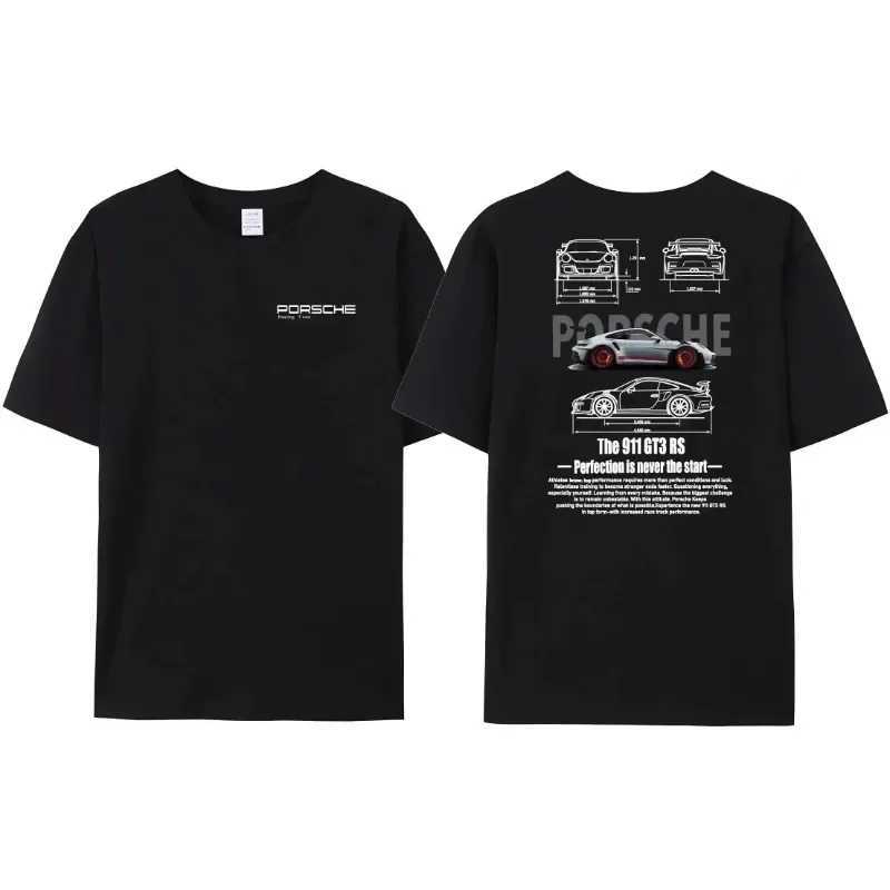 Mens Printed Pattern Car Letter Print T-shirt Perfect Never Ends GT3-RS Printed Cotton Short Sleeve Casual 911 Loose T-shirtXJ240102