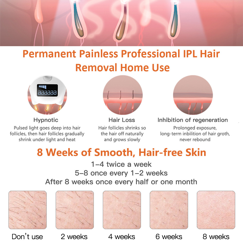 IPL Laser Epilator For Women Home Use Permanent Removal Electric Painless Threading Whole Body Hair Remover Depilatory