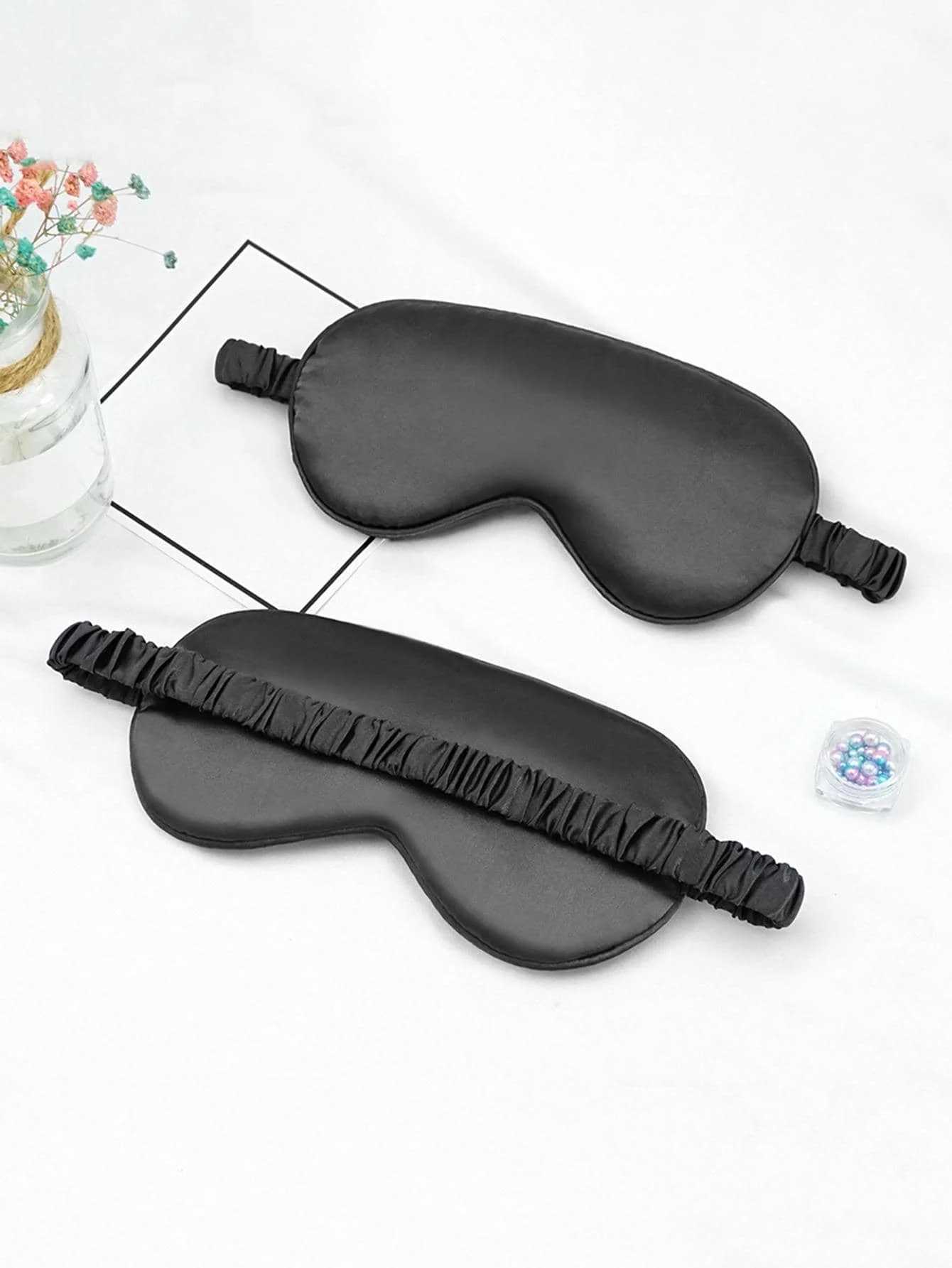 1PC-Double-Sided Artificial Silk Eye Mask Eye Shield Breathable Silk Eye Mask Bag Elastic Lunch Break Sleep ShadingXJ250103