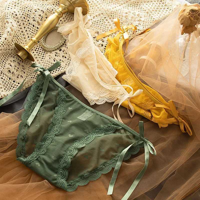 Womens Lace Bow Panties Comfort Hollow Out Briefs Heart Underwear Woman Sexy Pantys Intimates Underpants M L XLXJ250103