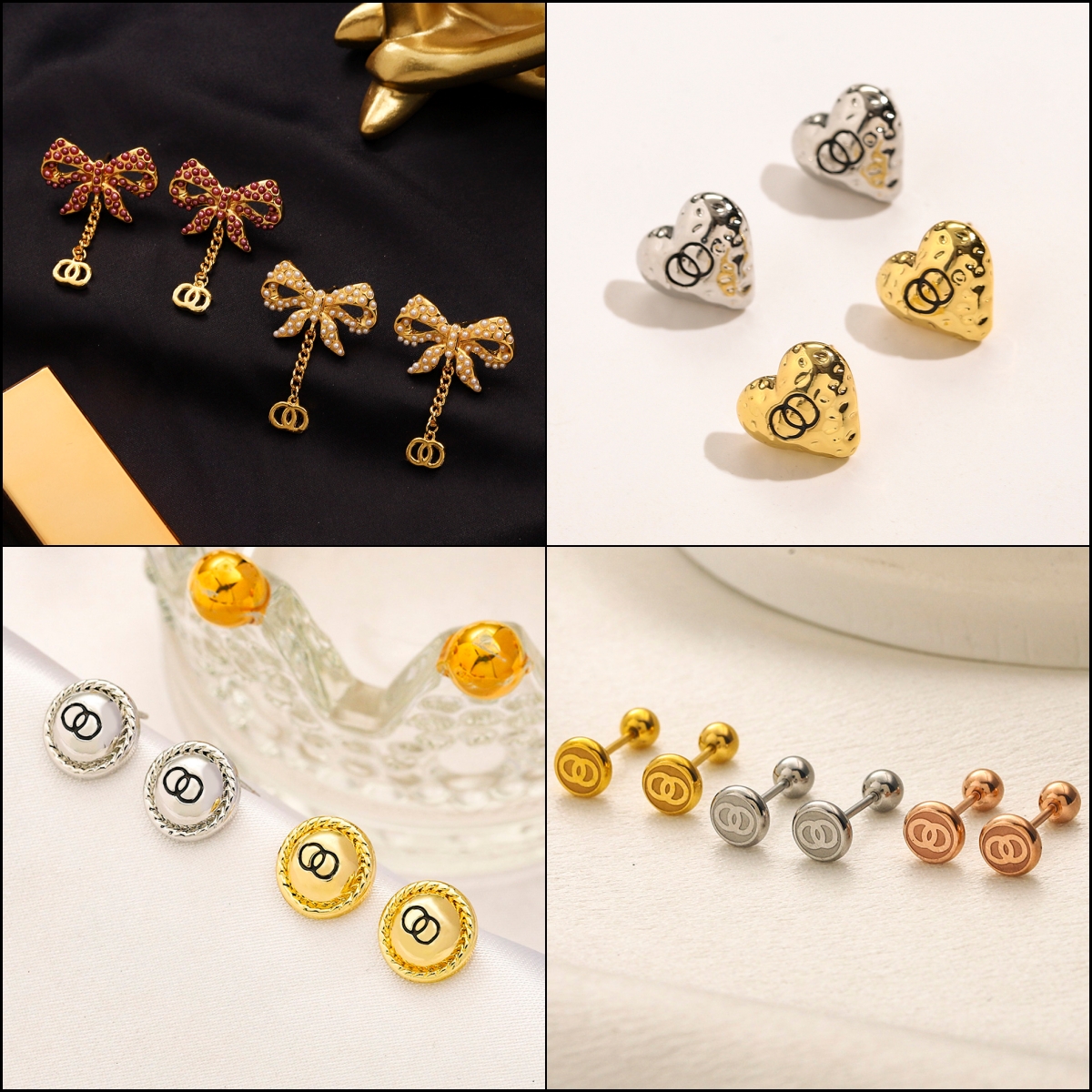 Crystal Earings Fashion 925 Silver Earring inlay Pearl Rhinestone Metal Eardrop Dangle 18K Gold Plated Ear Stud for Women Party Weddings Classic Jewelry Gifts