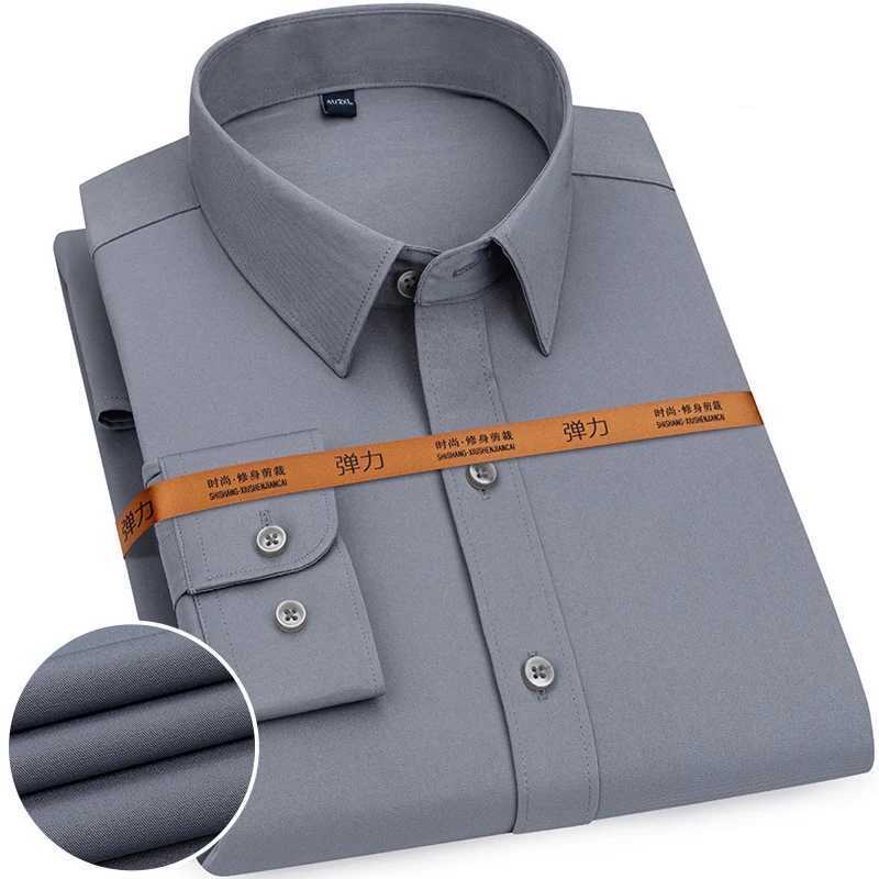 New mens solid color business shirt official thin classic basic casual ultra-thin white long sleeved social shirt brand clothing W250103