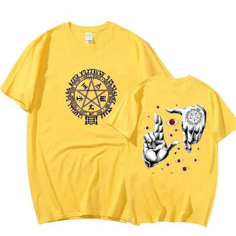 Anime Hellsing Ultimate T-shirts Mens Clothing Graphic Manga Alucard Eyes Harajuku Cotton Tees Unisex Summer Top Male StreetwearXJ240102