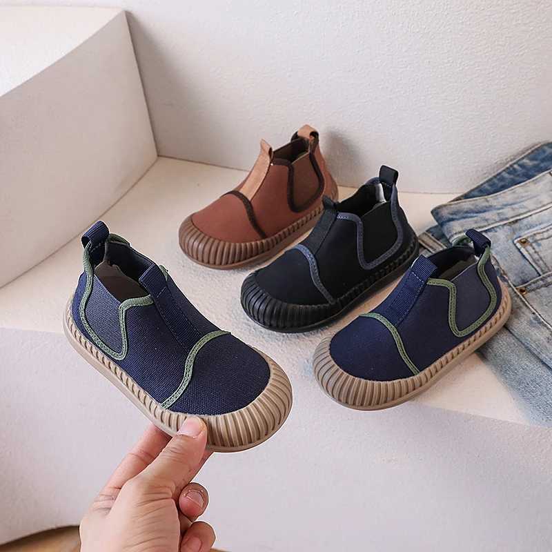 Childrens high top canvas shoes baby soft soled cute biscuit shoes spring and autumn boys and girls school canvas M250103
