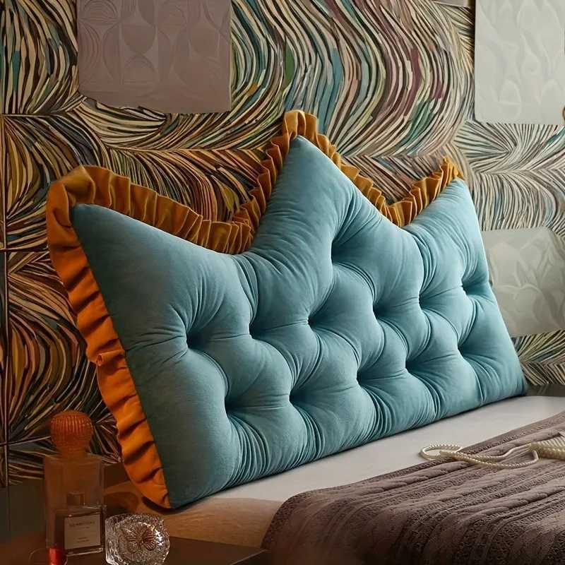 1PC 90X50CM Single Bed Crown Shaped Back Cushion Soft Princess Crown Bedroom Cushion Fabric Headboard Pillow For 1.2M BedXJ250102