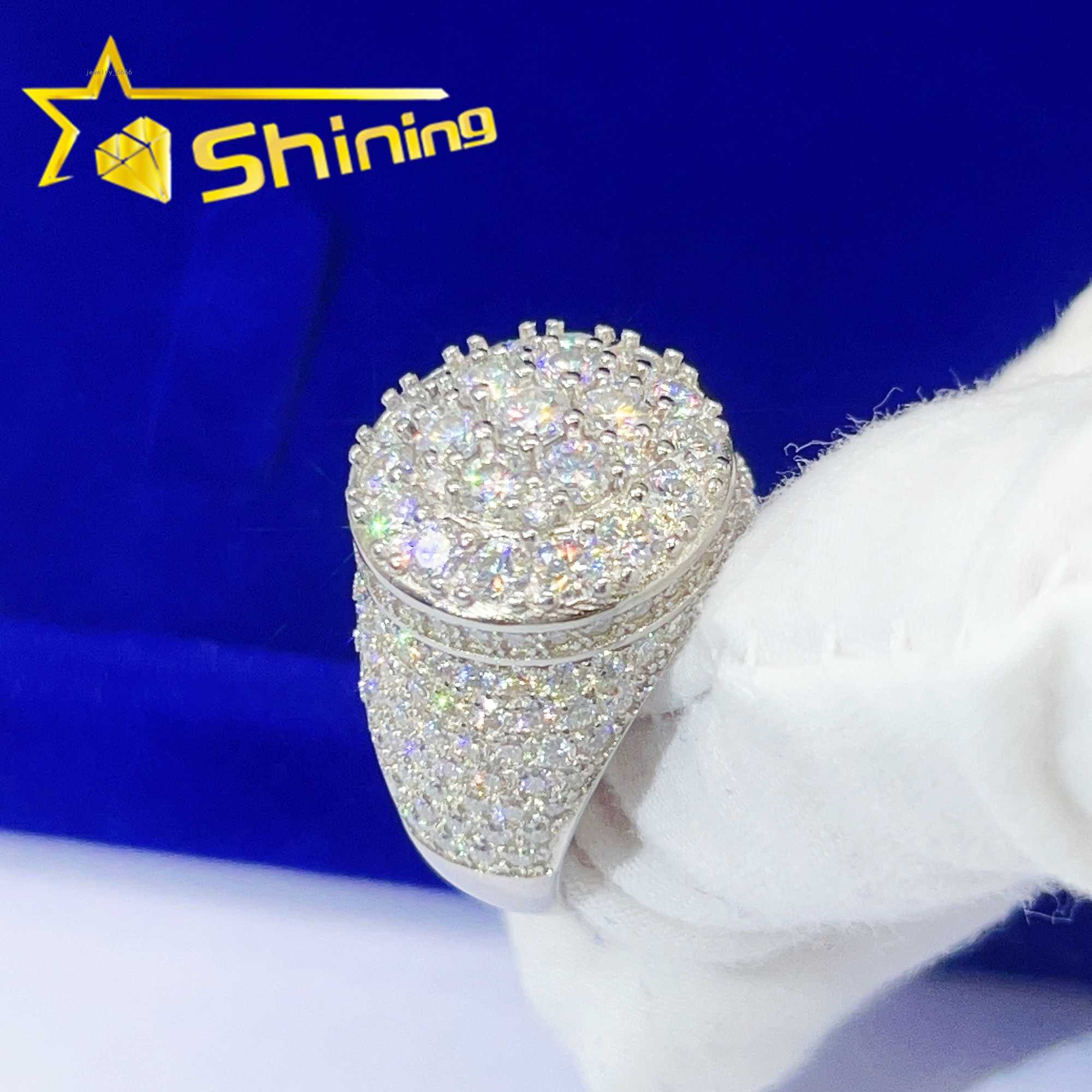 Wholesale price baguette hip hop men gold plated sterg sier pass dia tester moissanite iced out ring