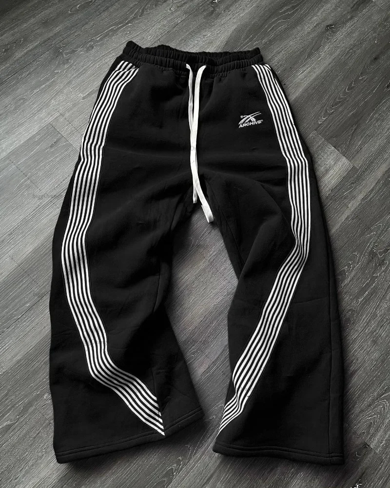 American street Harajuku retro Y2K striped knitted pants womens summer casual jogging pants fashion mens pants 250102