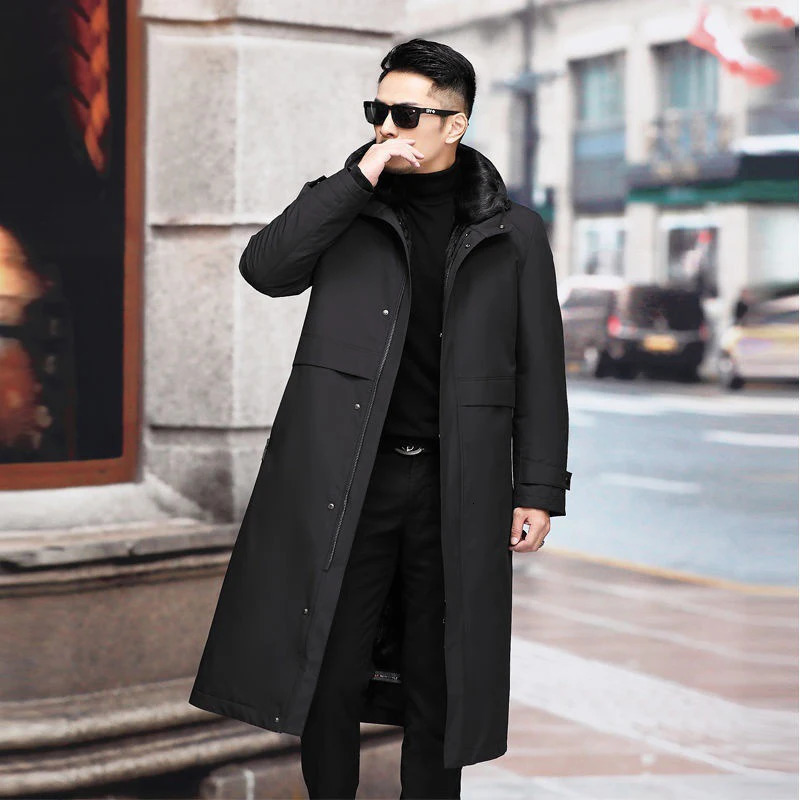 Pai overcomes mens detachable fur onepiece cold coat with thick mink for winter 241224